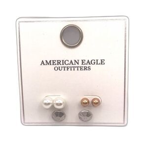 American Eagle Outfitters Minimalist Silver Stud Earrings Set